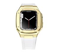 SCWZZWSY Correa de metal de lujo + funda para kit de modificación de banda de 41 mm, 44 mm, 45 mm, juego de goma para iWatch Series 7, 6, SE, 5, 4, 41mm