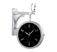 SCWZZWSY Creativo Stand de Reloj de Pared de Doble Cara Creativo de decoración de la casa Decoración del hogar Decoración del hogar del hogar Reloj de Pared de Ciervos Fácil de Colgar, Plateado