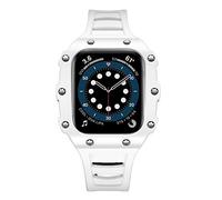 SCWZZWSY Fibra de carbono caso para la modificación de la banda 7 45mm 44mm 41mm cerámica bisel goma banda mod kit para iwatch serie 6 se 5, 41MM