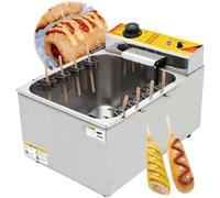 SCWZZWSY Freidora de Perros Calientes de Queso eléctrico, Acero Inoxidable de 12 litros, Equipos de Salchichas automáticas de Temperatura Ajustable