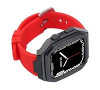 SCWZZWSY Kit de modificación de goma de 44mm y 45mm, Correa para Band Mod Kit, funda de lujo de Metal de acero, Correa IWatch Series 8 7 6 SE 5 4