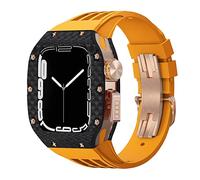 SCWZZWSY Kit de modificación de lujo para 8 7 45mm Band&caso, para iWatch Serie 6 SE 5 4 44mm fibra carbono caso goma banda mod kit correas, 44MM