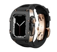 SCWZZWSY Kit de modificación de lujo para Band Series 8, 7, 44MM y 45mm, correa de goma, funda de Metal para IWatch SE 6 5 4, Kit de reequipamiento Diy