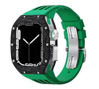 SCWZZWSY Kit de modificación de lujo para correa y funda de 8, 7, 45 mm, para iWatch Series 6, SE, 5, 4, 44 mm, funda de fibra de carbono, correa de goma, kit de correas de reloj, 44MM