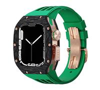 SCWZZWSY Kit de modificación de lujo para correa y funda de 8, 7 y 45MM, para iWatch Series 6 SE, 5, 4 y 44MM, caja de fibra de carbono, Kit de Mod con correa de goma, correas de reloj