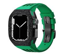 SCWZZWSY Kit de modificación de lujo para correa y funda de 8, 7 y 45MM, para iWatch Series 6 SE, 5, 4 y 44MM, caja de fibra de carbono, Kit de Mod con correa de goma, correas de reloj