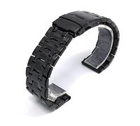 SCWZZWSY Mira la correa de la correa sólida con correa de acero inoxidable de extremo curvo con hebilla de seguridad 20 mm 22 mm Corola general Negro, plata /20 mm/plata