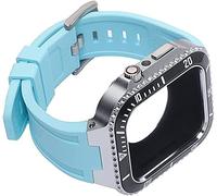 SCWZZWSY Mod Kit Aleación de Zinc para Caja de Pulsera Serie 8 7 45 mm Banda de Silicona Marco Metal Bisel para iWatch SE 6 5 4 44 mm Kit de reequipamiento 45 mm para 8/7, 45mm For 8/7