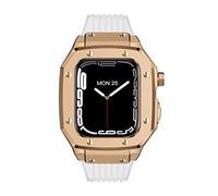 SCWZZWSY Para Band Series 7 Mujer Caja de reloj de aleación de 44 mm, 42 mm, 45 mm, accesorios de reloj de acero inoxidable para iWatch Series 7, 6, 5, 4 SE, 42mm