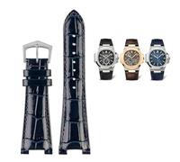 SCWZZWSY Para Patek Philippe Nautilus 7118 5712 Conector de acero de cuero genuino 5711 5712G Banda de vigilancia Notch de 25x13 mm Coraja de pulsera