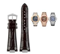 SCWZZWSY Para Patek Philippe Nautilus 7118 5712 conector de acero de cuero genuino 5711 5712G correa de reloj muesca 25x13mm correa de pulsera de reloj