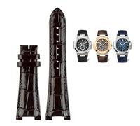 SCWZZWSY Para Patek Philippe Nautilus 7118 5712 conector de acero de cuero genuino 5711 5712G correa de reloj muesca 25x13mm correa de pulsera de reloj