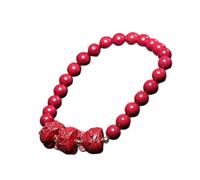 SCWZZWSY Pulsera de brazalete Beadsbracelet Red Cinnabar Cristal Pulsera Talismán para