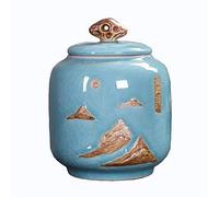 SCWZZWSY Urnas Funerales Urna para Adultos y Mascotas Cenizas Human Small Memorial Urnas Cerámica Hecha a Mano Urna de entierro en casa o Cementerio (Azul Cielo)