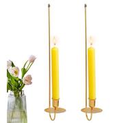 scyca Candelero con Aplique de Pared,Aplique de Pared con Vela,Candelero de Pilar con Apliques para Velas | 2 candelabros de Metal, candelabros Dorados para Sala de Estar, Chimenea, Boda