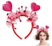 scyca Disfraces del Día de San Valentín Mujer, Diadema de Corazón Rojo - Accesorios para el cabello con forma de corazón Diadema para el día de San Valentín - Diadema de San Valentín, accesorios para