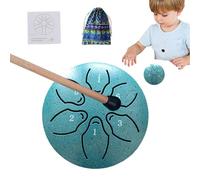 scyca Tambor de lengua para adultos, tambor de lengua de acero, 6 notas de 3 pulgadas pequeño tambor esencial para meditación | mazo y libro de música incluidos, instrumento de percusión de tambor de