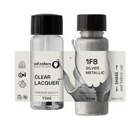 SD COLORS Pintura de retoque de 15 ML para reparación de arañazos, código de color, 1F8, plata metálica (pintura+laca)
