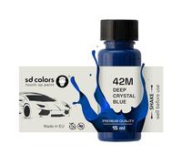 SD COLORS Pintura para retocar de color azul de cristal profundo, 42 m, 15 ML, cepillo de reparación de arañazos, código de color 42 m, azul cristalino (sólo pintura)