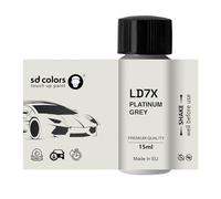 SD COLORS Pintura para retocar gris platino LD7X D7X 2R de 15 ML, para reparación de arañazos, código de color LD7X D7X 2R gris platino (solo pintura)