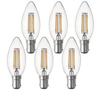 SD LUX B15, B15d, SBC - Bombillas LED de filamento vintage, bombilla de vela C35 sin parpadeo, rosca Edison pequeña, 4 W (equivalente a 40 W) 450 lm blanco cálido 2700 K, 6 paquetes