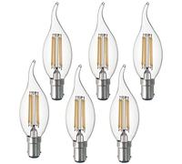 SD LUX Bombillas LED B15,B15d, SBC de filamento vintage de vela, bombillas CA35, sin parpadeo, rosca Edison, 4 W (equivalente a 40 W), 420 lm, luz blanca cálida 2700 K, no regulable, 6 paquetes