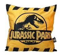 SD Toys – Cojín cuadrado Caution Logo Jurassic Park – Envasado al vacío – 45x45cm
