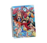 SD TOYS - Libreta/Cuaderno A5 - Group Efecto 3D de One Piece - Medidas 21x15 cm - Tapa Dura - Rayado Horizontal con doble espiral