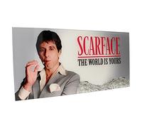 SD Toys – Póster de vidrio The World Is Yours (Scarface) Fondo gris 60x30 cm