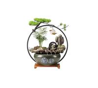 SDA287MZ Dormitorio Fuente de Cascada for Interiores, Fuente Agua sobremesa, Escritorio cerámica China con Anillo luz LED Salón