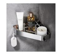 SDA287MZ Estanteria Ducha Estante de baño de Esquina, Organizador de Ducha de Esquina montado en la Pared, sin Taladro, de Acero Inoxidable 304, con 2 Ganchos, 3 Colores Estantería Baño(Silver)