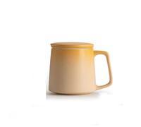 SDA287MZ Juego de 1 taza café con degradado, filtro separador agua cerámica for té tapa, capacidad 350 ml, for oficina, hombres y mujeres Tazas Desayuno(Yellow)