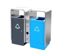 SDA287MZ Papelera para Exterior Contenedor de basura de acero inoxidable esmaltado al horno for áreas públicas, contenedor de basura de calle doble for exteriores Contenedor de Residuos