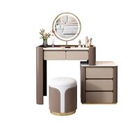 SDA287MZ Tocador Juego de tocador Lujo con cajones, Madera, Dormitorio, apartamento pequeño, Espejo Maquillaje, gabinete Almacenamiento, Mesa cajón, Lateral, Taburete