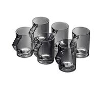 SDA287MZ Versátil Juego de 6 tazas vidrio transparente con asa, 8. oz, sin plomo, for bebidas frías y calientes(Grey)