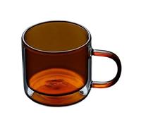 SDA287MZ Versátil Tazas de vidrio doble pared colores, tazas té o café borosilicato con asa, 250 ml(Amber)