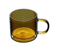 SDA287MZ Versátil Tazas de vidrio doble pared colores, tazas té o café borosilicato con asa, 250 ml(Yellow fallen leaves)
