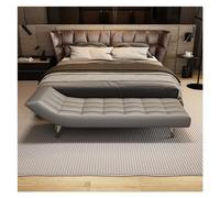 SDA287MZ Vestíbulo Banco al Final de la Cama, tapizado Cuero PU otomano, Largo con mechones Modernos, Entrada Piel sintética Patas Metal Vestíbulo(Grey,1.5m)