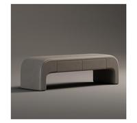 SDA287MZ Vestíbulo Banco de Almacenamiento Moderno, Banco otomano tapizado Cuero, Taburete Extremo Cama, Lindo Entrada for Dormitorio, Sala Estar, con 2 cajones Vestíbulo(Grey,150 * 45 * 43cm)