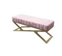 SDA287MZ Vestíbulo Banco de Dormitorio, Banco otomano con Patas Metal Dorado, Entrada tapizado, Zapatos Moderno for Sala Estar Vestíbulo(Pink,100 * 40 * 44cm)
