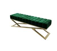 SDA287MZ Vestíbulo Banco de Dormitorio, Banco otomano con Patas Metal Dorado, Entrada tapizado, Zapatos Moderno for Sala Estar Vestíbulo(Green,120 * 40 * 44cm)