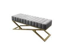 SDA287MZ Vestíbulo Banco de Dormitorio, Banco otomano con Patas Metal Dorado, Entrada tapizado, Zapatos Moderno for Sala Estar Vestíbulo(Grey,120 * 40 * 44cm)