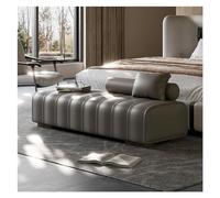 SDA287MZ Vestíbulo Banco tapizado de Piel sintética for Extremo Cama, Banco Largo Moderno, Decorativo Rectangular for Sala Estar, Entrada y Dormitorio Vestíbulo(Grey,150 * 45 * 43cm)