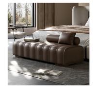 SDA287MZ Vestíbulo Banco tapizado de Piel sintética for Extremo Cama, Banco Largo Moderno, Decorativo Rectangular for Sala Estar, Entrada y Dormitorio Vestíbulo(Bruin,150 * 45 * 43cm)