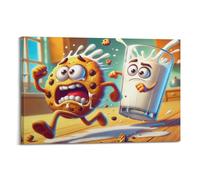 SDAEWUBB Póster decorativo con diseño de galletas saliendo de la leche para pared y arte impreso moderno para dormitorio familiar, 50 x 75 cm