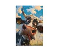 SDAEWUBB Póster decorativo con diseño de vaca de dibujos animados que sobresale la lengua, lienzo para pared e impresión artística moderna para dormitorio familiar, 30 x 45 cm