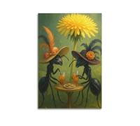 SDAEWUBB Póster decorativo de hormigas bebiendo té, lienzo decorativo para pared e imagen artística moderna para decoración de dormitorio familiar, 50 x 75 cm