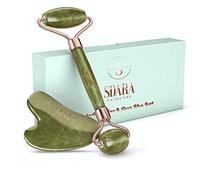 Sdara Rodillo de jade y set de Gua Sha - Para envejecer con elegancia y tener una piel bonita - Masaje antiarrugas para rostro, ojos, cuello y cuerpo