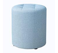 SdaryWare Reposapiés otomano Redondo Grande con Asiento Acolchado para Entrada, Sala de Estar, Dormitorio, tocador de Madera Azul con Capacidad de 330 LB, Star of Light,Blue-Large