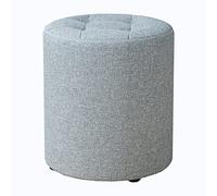 SdaryWare Reposapiés otomano Redondo Grande con Asiento Acolchado para Entrada, Sala de Estar, Dormitorio, tocador de Madera Azul con Capacidad de 330 LB, Star of Light,Light Cyan-Large